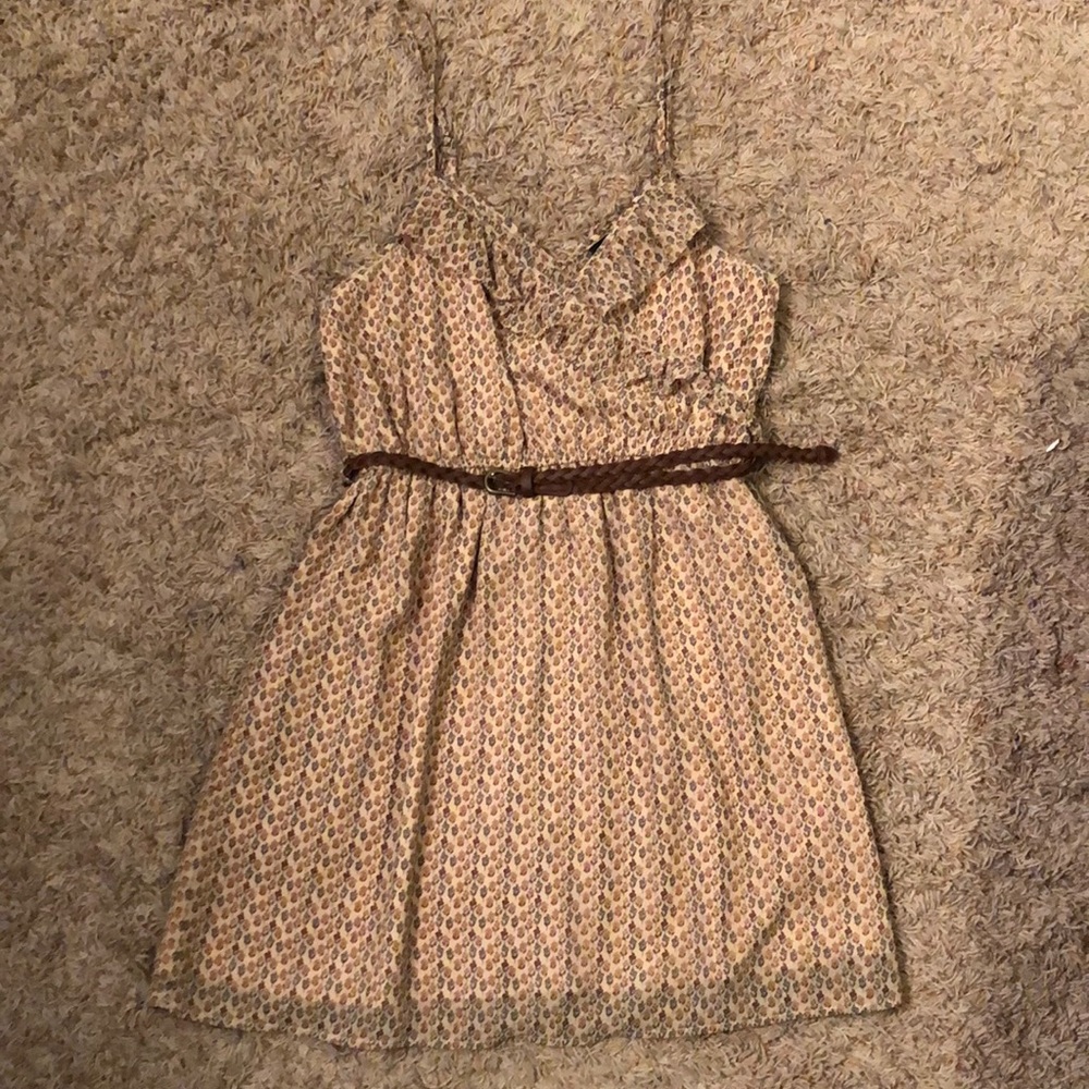 Floral dress with thin belt